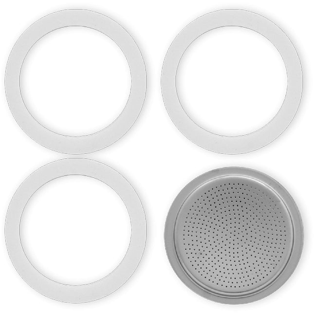 Guarnizioni Universali Moka 2 Tazza Ricambi 3Pz Per Caffettiera + Filtro