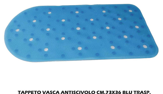 Tappeto Vasca Antiscivolo Cm.73X36 Blu Trasp.