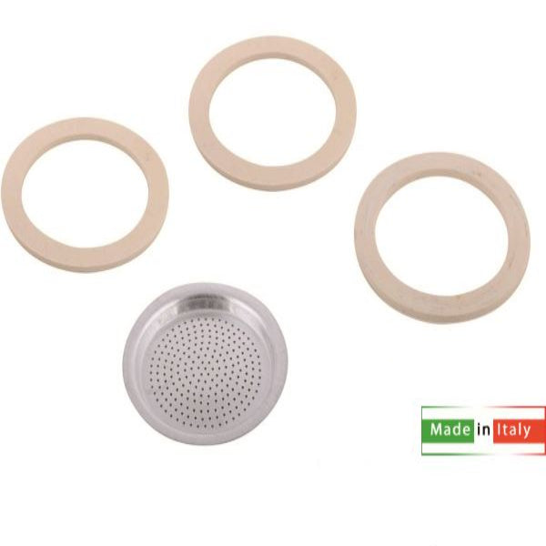 Casalinghi Sicignano Ricambio Moka 3 Guarnizioni e Filtro per Caffettiere 6, 9 e 12 Tazze 12 Tz. Casalinghi Sicignano