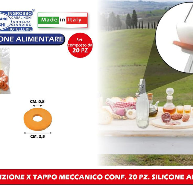 Guarnizione X Tappo Meccanico Conf. 20 Pz. Silicone Arancio