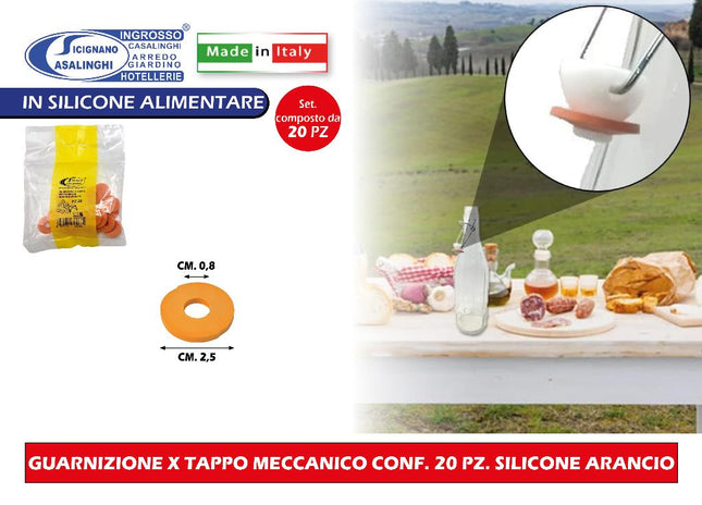 Guarnizione X Tappo Meccanico Conf. 20 Pz. Silicone Arancio Casalinghi Sicignano