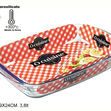 Teglia Vetro Rettangolare Ocusine, Ideale in Forno +300°C e Freezer -40°C | Varie Misure General Trade