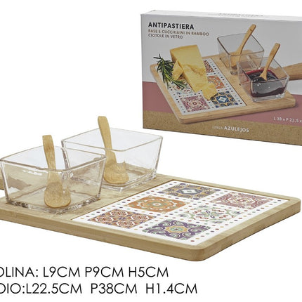 ANTIPASTIERA SET 2 PZ. AZULEJOS CON BASE General Trade