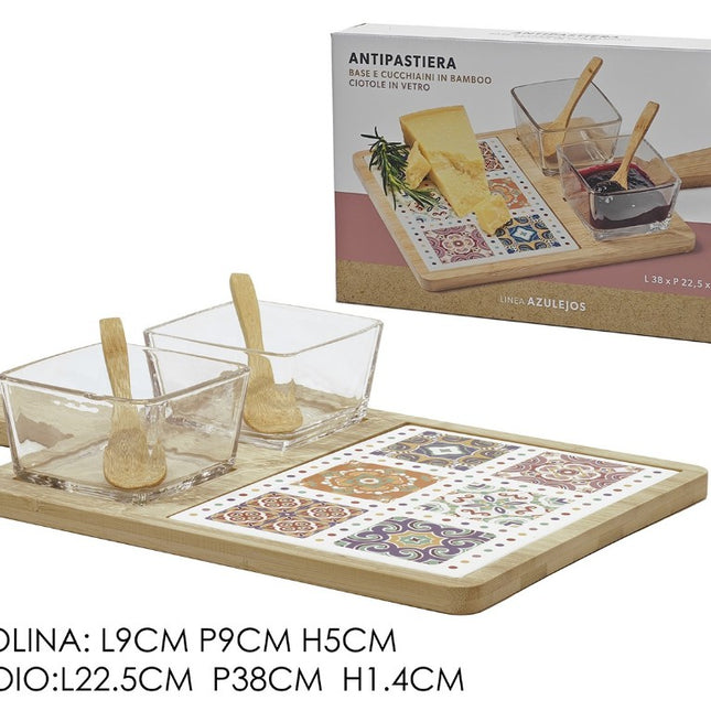 ANTIPASTIERA SET 2 PZ. AZULEJOS CON BASE General Trade