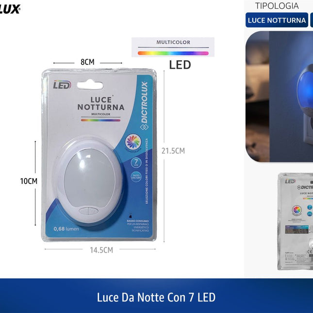 Luce da Notte con 7 LED Dictrolux
