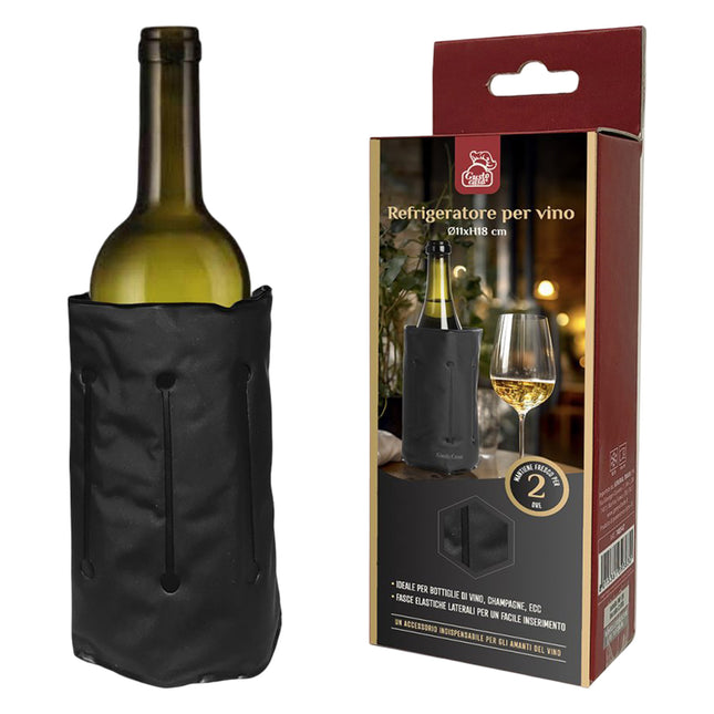 Gusto Casa Refrigeratore per Vino a Fascia Refrigerante per Bottiglia 33,6x18 cm | Manicotto Termico con Fasce Elastiche General Trade