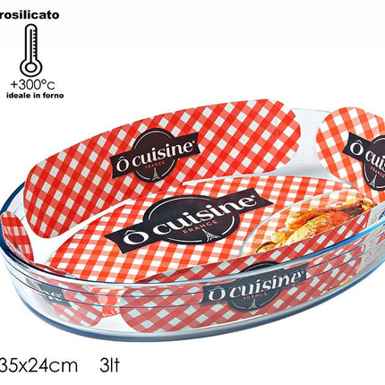 Teglia Vetro Rettangolare Ocusine, Ideale in Forno +300°C e Freezer -40°C | Varie Misure cm.35x24 (lt.3) General Trade