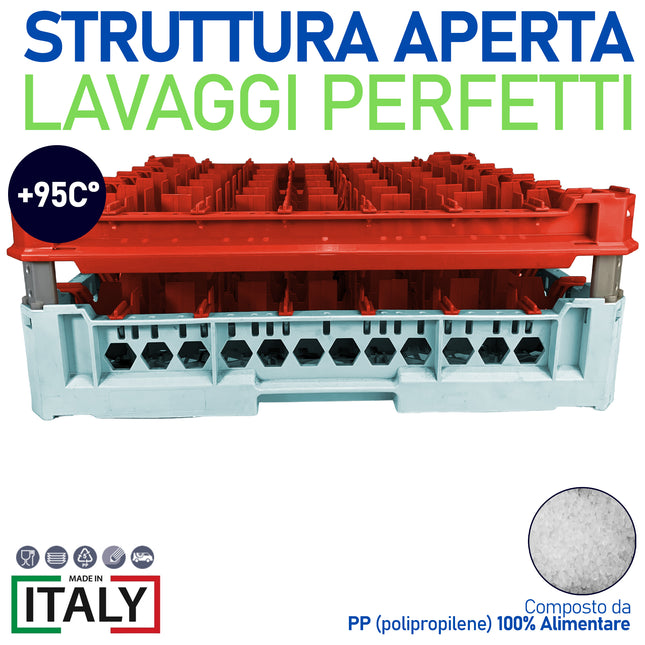 Genus Dei Cestello Impilabile Per Lavaggio 49 Bicchieri Adattabile Cm.49X49 Mm.120X240H Genus Dei