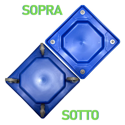 Carrello Portacestelli con Vasca e Freno cm.50x50, Polipropilene Alimentare, Made in Italy Genus Dei