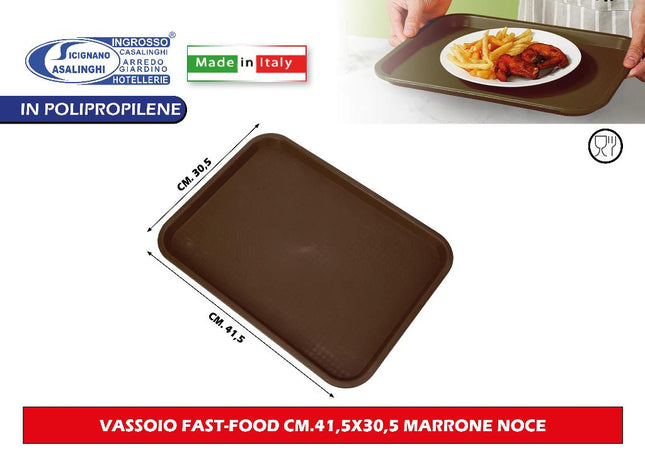 Sicignano Vassoio Fast-Food Polipropilene 41,5X30,5 Cm Marrone Casalinghi Sicignano