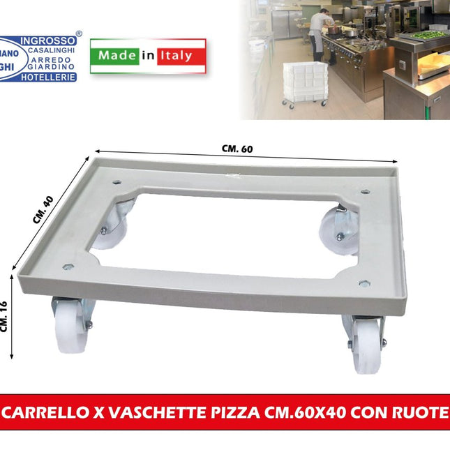 Carrello x Vaschette Service cm.60x40 con Ruote, Made in Italy Genus Dei