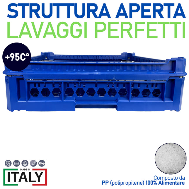 Cesta per Lavaggio 25 Bicchieri KIT 2 5x5 TOP Blu, 50x50 cm, Made in Italy Genus Dei