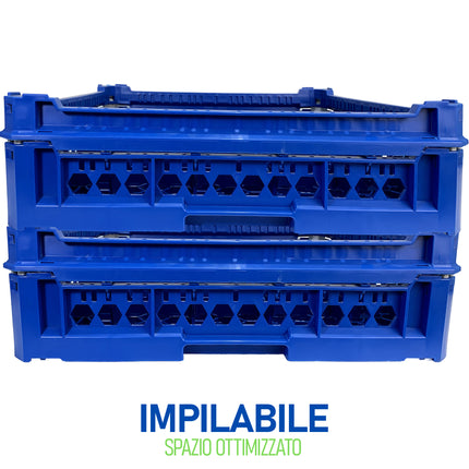 Cesta per Lavaggio 25 Bicchieri KIT 2 5x5 TOP Blu, 50x50 cm, Made in Italy Genus Dei