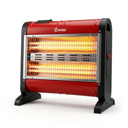 Gadip Oris Stufa al Quarzo 4 Elementi 1600W | Stufetta Elettrica con Termostato Regolabile, Protezione Termica e Sistema Antiribaltamento 42,6x20,3x37,3 cm Gadip