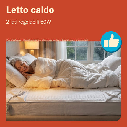Gadip Sakar Termocoperta Doppia Piazza 160x140 cm in Poliestere | Scaldaletto Elettrico Matrimoniale 50Wx2 con Doppi Comandi Staccabili Gadip