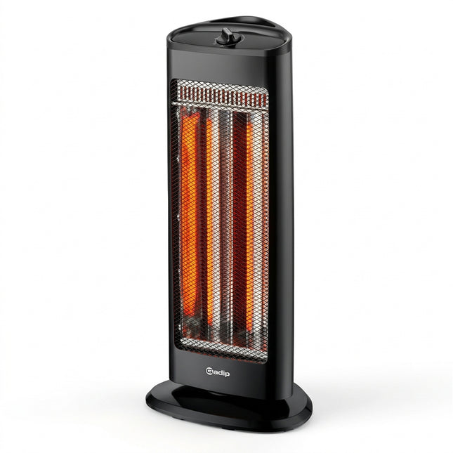 Gadip Tyson Stufa al Carbonio 1000W | Stufetta Elettrica Oscillante in ABS con 2 Livelli di Potenza 500/1000W e Sistema di Sicurezza Antiribaltamento 25x13,5x70 cm Gadip
