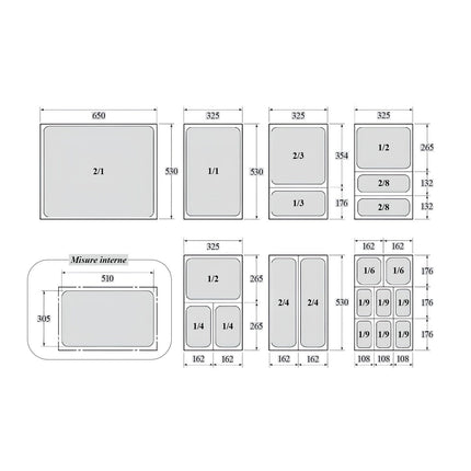 Comas Vaschette Acciaio Inox Gastronorm Gn 1/2 Contenitori Bacinelle Vassoio Professionale 325X265Mm Piene E Forate Comas
