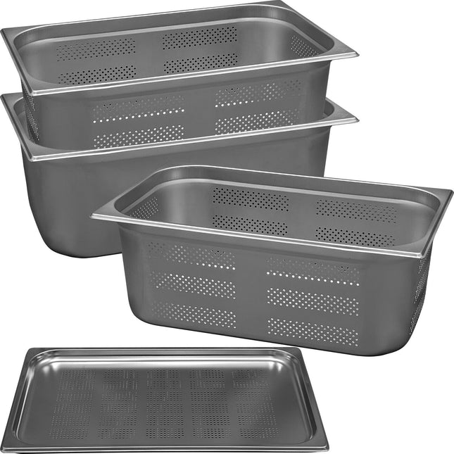 Comas Vaschette Acciaio Inox Gastronorm Gn 1/2 Contenitori Bacinelle Vassoio Professionale 325X265Mm Piene E Forate