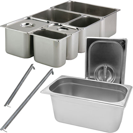 Gastronorm GN 1/6 Vaschette Acciaio Inox Bacinelle Contenitori Cibo 176x162mm