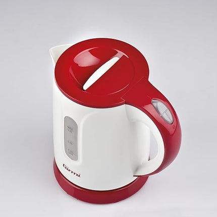 Girmi BL1000 Bollitore, 1100 W, Capacità 0,8L, Spegnimento automatico, Base con rotazione 360°, Sistema di sicurezza antisurriscaldamento, Plastico, Bianco/Rosso Girmi