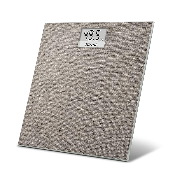 Girmi BP28 Bilancia Persona Elettronica, 100gr/150kg, Pedana in vetro temperato, Display LCD 72x30mm, 3D Efetto Tessuto, Indicatore di errore, Grigia Girmi