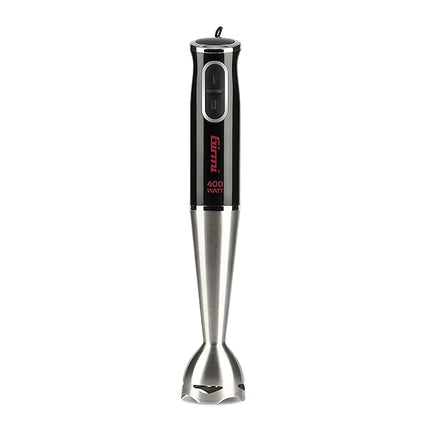 Girmi MX03 Mixer a Immersione, 400 W, Motore DC, Fusto lungo 19 cm e lame INOX, 2 Velocità, Impugnatura ergonomica, Nero/Acciaio Girmi