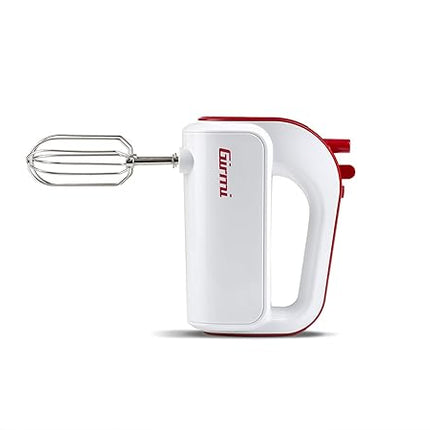 Girmi SB02 Sbattitore Elettrico, 170W, Sbattitori Inox per montare panna ed albumi, Funzione Turbo, Ganci Inox per impasti dolci e salati, 5 Velocità, Bianco/Rosso Girmi