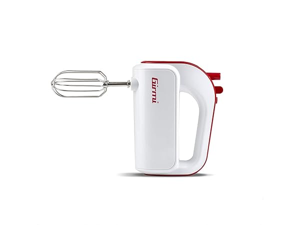 Girmi SB02 Sbattitore Elettrico, 170W, Sbattitori Inox per montare panna ed albumi, Funzione Turbo, Ganci Inox per impasti dolci e salati, 5 Velocità, Bianco/Rosso Girmi