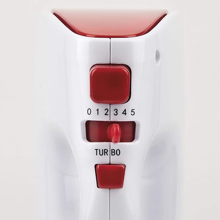 Girmi SB41 Sbattitore Elettrico, 400 W, 5 velocità + Turbo, Accessori inclusi in acciaio INOX, Bianco/Rosso Girmi