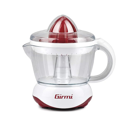 Girmi SR02 Spremiagrumi Elettrico, 25 W, Doppia rotazione, Capacità 700cc, Doppia coppa di spremitura piccola e grande, Rosso/Bianco Girmi