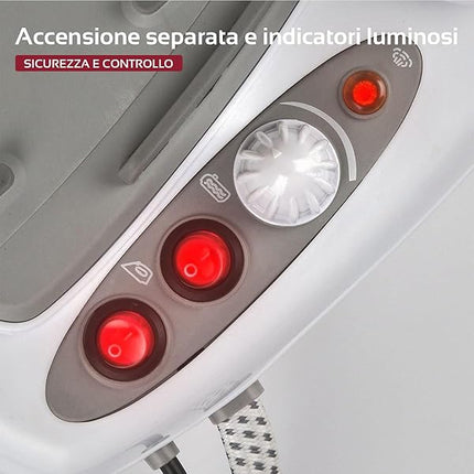 Girmi ST03 Ferro Da Stiro A Vapore Con Caldaia Professionale, 2000W, Serbatoio 700ml, Pressione 2,5-3 Bar, Piastra in Alluminio, Impugnatura in Sughero, Termostato Regolabile Girmi