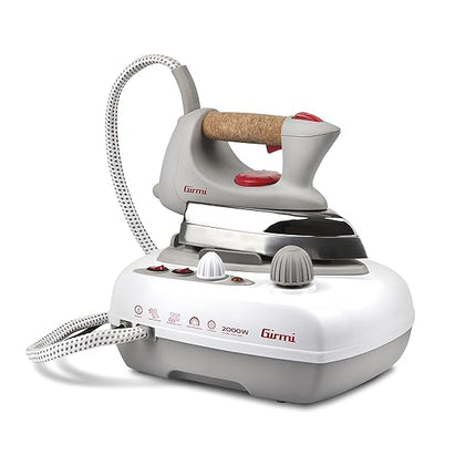 Girmi ST03 Ferro Da Stiro A Vapore Con Caldaia Professionale, 2000W, Serbatoio 700ml, Pressione 2,5-3 Bar, Piastra in Alluminio, Impugnatura in Sughero, Termostato Regolabile Girmi