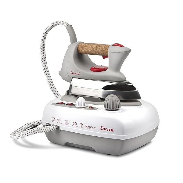 Girmi ST03 Ferro Da Stiro A Vapore Con Caldaia Professionale, 2000W, Serbatoio 700ml, Pressione 2,5-3 Bar, Piastra in Alluminio, Impugnatura in Sughero, Termostato Regolabile Girmi