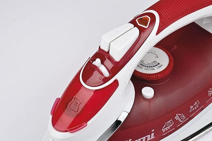 Girmi ST5000 Ferro da Stiro, 2200 W, Piastra acciaio INOX, Colpo vapore 90 g/min, Funzione Auto-pulizia e Anti-sgocciolamento, Super vapore, Bianco/Rosso Girmi