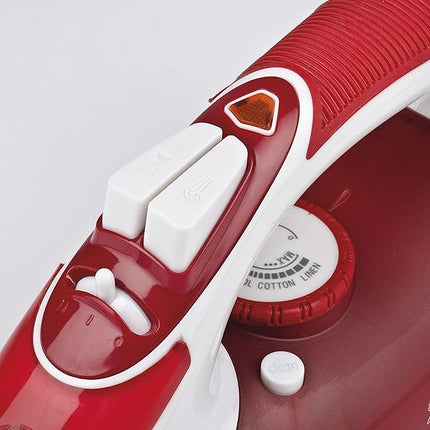 Girmi ST5000 Ferro da Stiro, 2200 W, Piastra acciaio INOX, Colpo vapore 90 g/min, Funzione Auto-pulizia e Anti-sgocciolamento, Super vapore, Bianco/Rosso Girmi