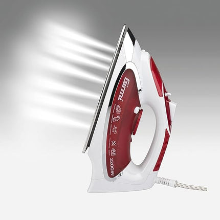 Girmi ST5000 Ferro da Stiro, 2200 W, Piastra acciaio INOX, Colpo vapore 90 g/min, Funzione Auto-pulizia e Anti-sgocciolamento, Super vapore, Bianco/Rosso Girmi