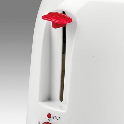 Girmi TP10 Tostapane, 750 W, Pinze estraibili inox, 7 livelli di cottura, Funzione tostafetta, Raccogli briciole, Espulsione automatica, Spegnimento automatico, Bianco/Rosso Girmi