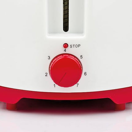 Girmi TP10 Tostapane, 750 W, Pinze estraibili inox, 7 livelli di cottura, Funzione tostafetta, Raccogli briciole, Espulsione automatica, Spegnimento automatico, Bianco/Rosso Girmi