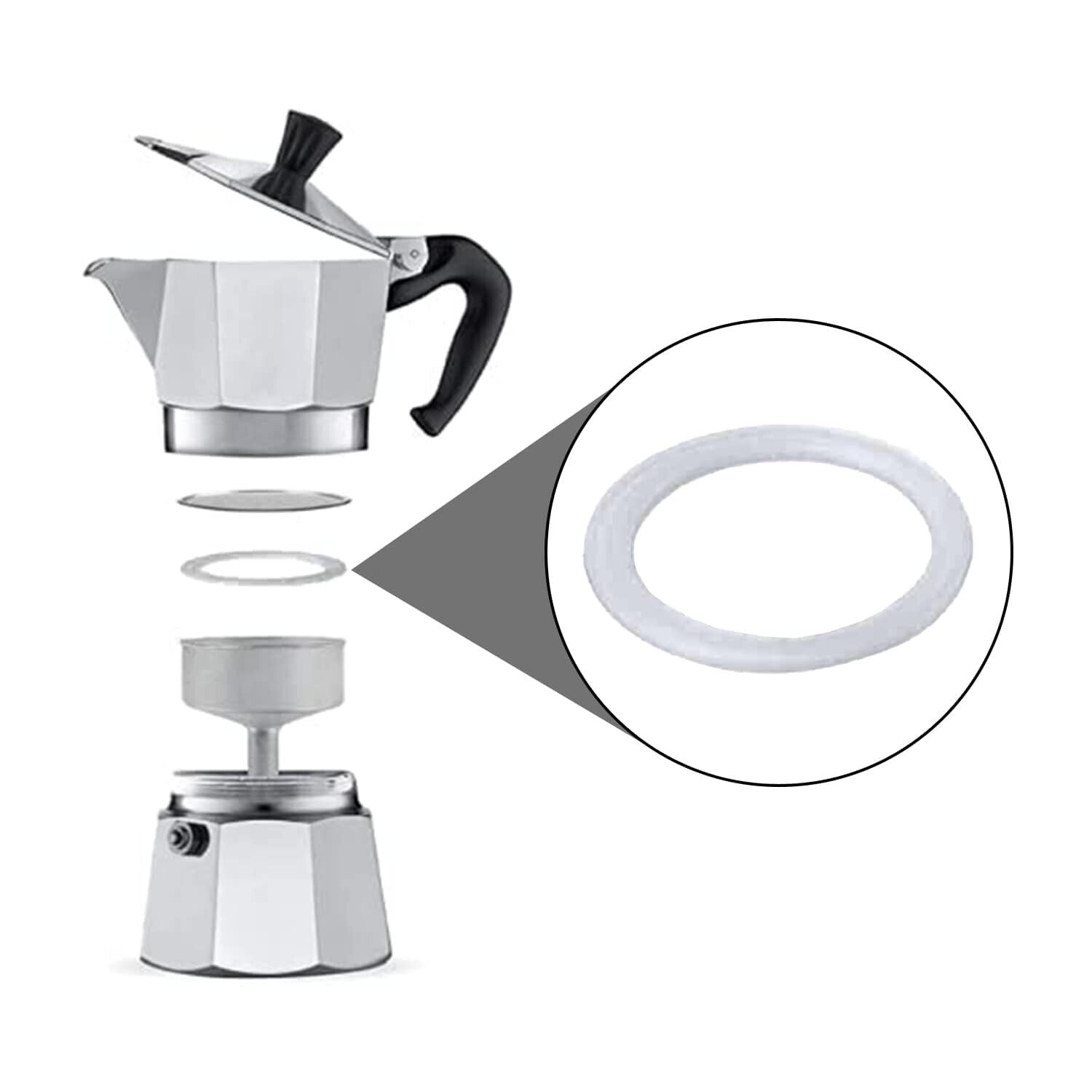Guarnizione in silicone per caffettiera, per caffettiera, espresso e moka, in silicone, per guarnizione ad anello + filtro (12 tazze + setaccio Guarnizione in silicone per caffettiera, per caffettiera, espresso e moka, in silicone, per guarnizione ad anello + filtro (12 tazze + setaccio