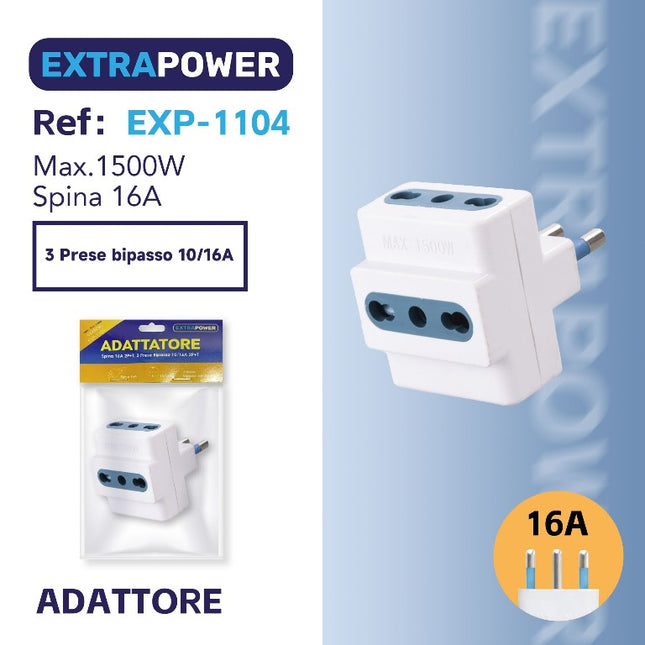 PRESA CON 3 PRESE BIVALENTI 10/16A SPINA 16A COLORE BIANCO HD Group