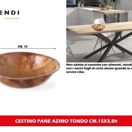 Cestino Pane Azimo Tondo Cm.15X3,8H Hendi