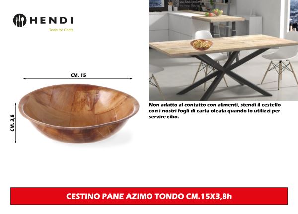 Cestino Pane Azimo Tondo Cm.15X3,8H Hendi