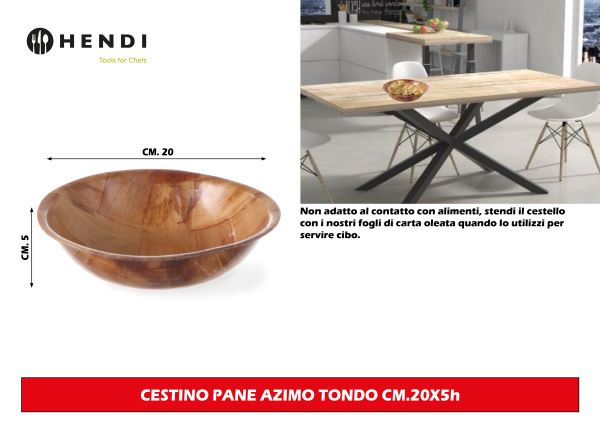 Cestino Pane Azimo Tondo Cm.20X5H Hendi