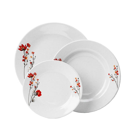 Servizio Piatti 18 Pz Vetro Opale Fiore Rosso – Collezione Lemay