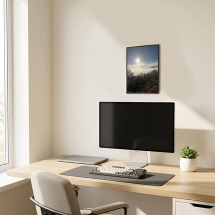 Sicignano Quadro Decorativo Naturale con Stampa Risveglio Silente Bouganville, Cornice in Legno Noce Effetto Bombato, Poster Paesaggio Pronto da Appendere per Casa, B&B, Hotel e Ufficio - REF.09 Casalinghi Sicignano