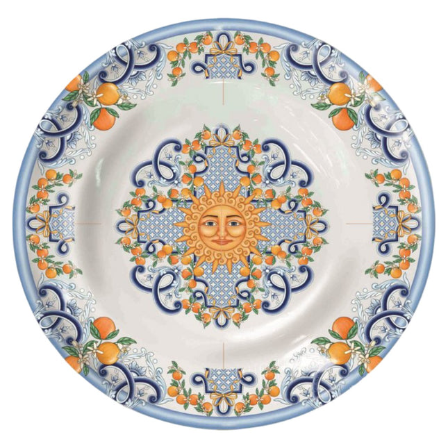 Piatto Fondo in Melamina 23 cm Decoro Taormina | Piatti da Portata Stile Siciliano IBCT