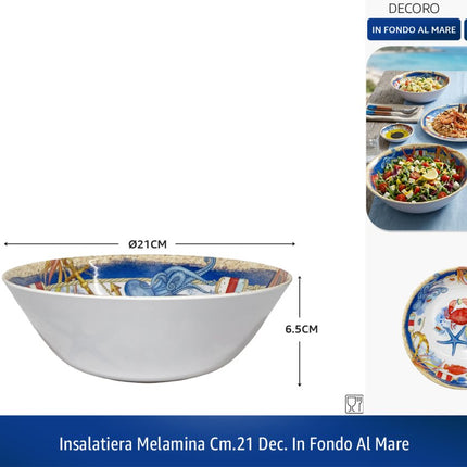 Insalatiera Melamina Dec.in Fondo al Mare | Ø 17-25 cm 21 cm IBCT