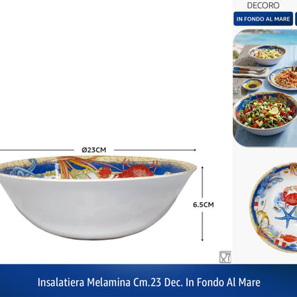 Insalatiera Melamina Dec.in Fondo al Mare | Ø 17-25 cm 23 cm IBCT