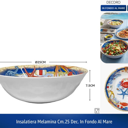 Insalatiera Melamina Dec.in Fondo al Mare | Ø 17-25 cm 25 cm IBCT
