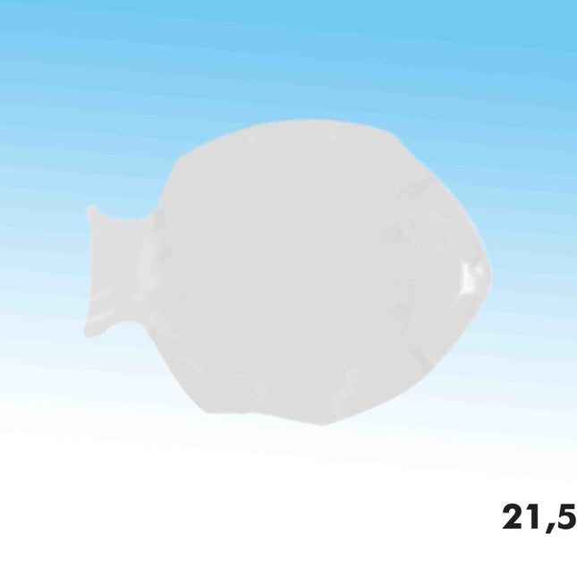 Vassoio a Forma di Pesce in Melamina Bianca – Piatti da Portata per Pesce e Frutti di Mare 21.5 x 18.4 x 1.3h cm IBCT